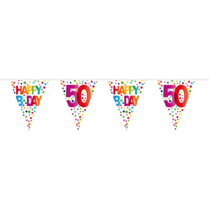 50 Jaar Happy Bday Stippen Vlaggenlijn - 10 meter 50 Jaar Happy Bday Stippen Vlaggenlijn - 10 meter
